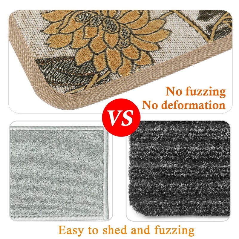 Seloom Non-Slip Stair Treads Carpet with Skid Resistant Backing, Blended Jacquard Craft Step Runner Specialized for Indoor Wooden Steps, 30"x8",Beige, 13-Pack - Image 3